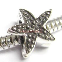 Antique Sterling Silver STAR FISH Bead for European Charm Bracelets