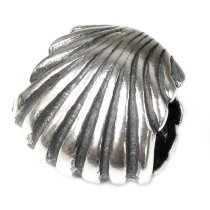 Antique Sterling Silver SEA SHELL Bead for European Charm Bracelets 10.5mm