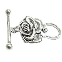 1x Sterling silver Garden Flower Rose Toggle Clasp Bead 34mm