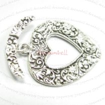 1x Sterling silver Heart Flower Toggle Clasp Bead 38mm