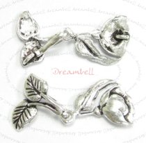 STERLING SILVER ROSE FLOWER LEAF Toggle NECKLACE CONNECTOR Clasp