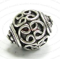 1x Bali Sterling Silver Round FLOWER Focal Bead 13mm