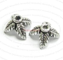4x Bali STERLING SILVER LEAF Bead cap 10.7mm