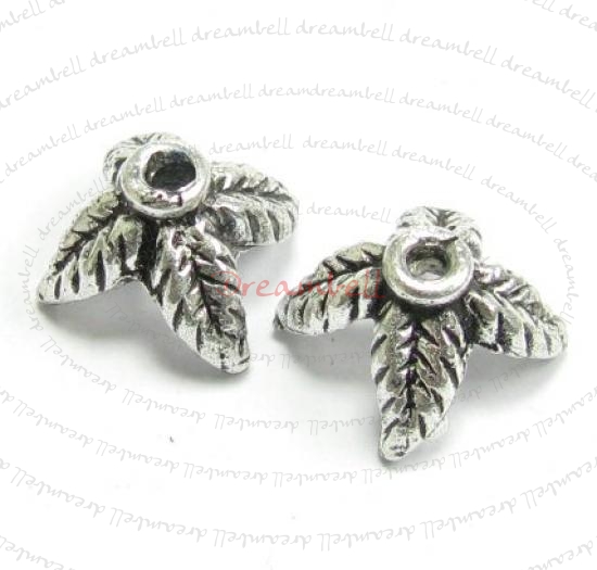 4x Bali STERLING SILVER LEAF Bead cap 10.7mm