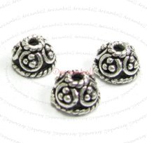 4x Bali STERLING SILVER FLOWER Bead cap 6mm