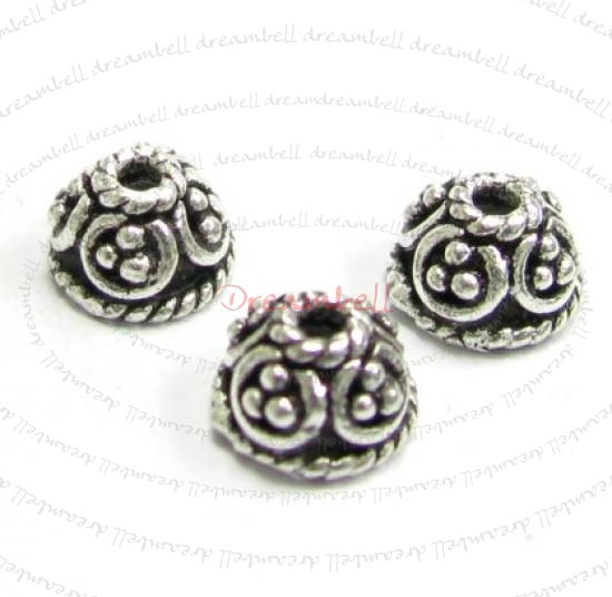 4x Bali STERLING SILVER FLOWER Bead cap 6mm