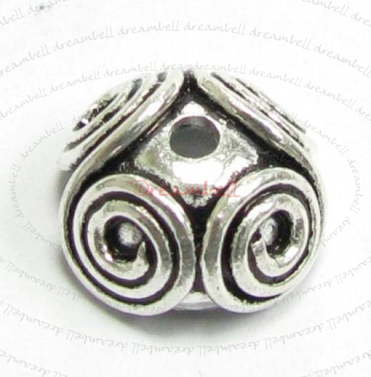 2x Bali STERLING SILVER FLOWER SWIRL Bead cap 9mm