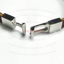 Stainless Steel Forever Love Brown Flat Leather Cord 8mm Wristband Bracelet 7.5"