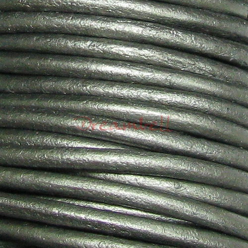 2 YARDS Natural Leather BEAD STRINGING CORD 2mm Metallic Grey