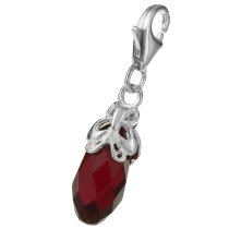 STERLING SILVER Swarovski Crystal Siam Butterfly Pendant Charm Bead for European Style Clip on Charm