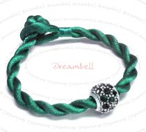 Chinese HAND KNOTTED SILK CORD BRACELET Green for European Bead Charm 6.5″
