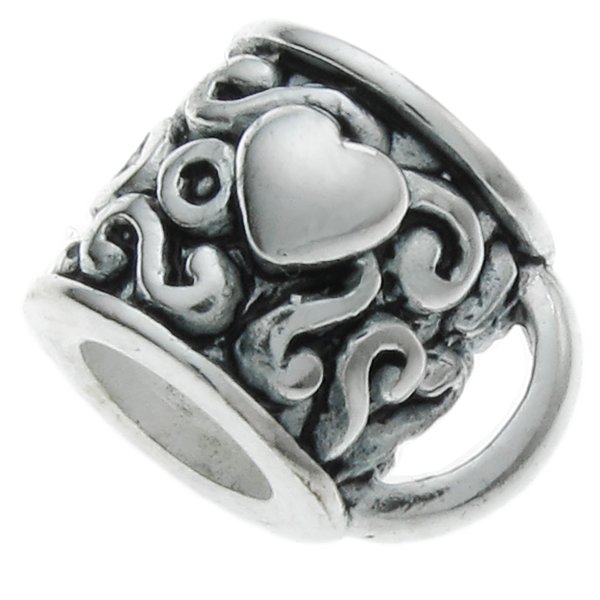 Sterling Silver LOVE HEART TEA / COFFEE CUP Bead for European Charm Bracelets