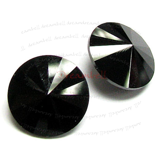 2x Swarovski Elements Rivoli Stone Crystal 1122 Jet Black 14mm