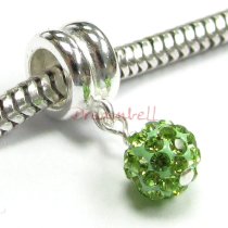 Sterling Silver Ferido Crystal ROUND Peridot Green Pendant Bead for European Charm Bracelets
