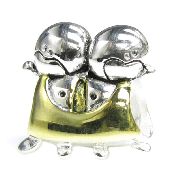 14K Gold 925 Sterling Silver CUTE BABY TWINS BOY KID Bead for European Charm Bracelets