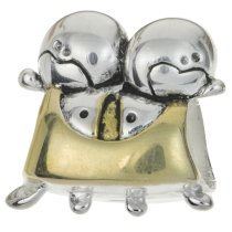 14K Gold 925 Sterling Silver CUTE BABY TWINS BOY KID Bead for European Charm Bracelets