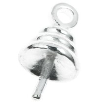 4x Sterling Silver eye pins w/ 4.7mm cup pearl pendant connector Bail