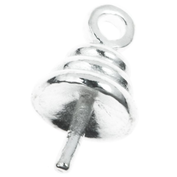 4x Sterling Silver eye pins w/ 4.7mm cup pearl pendant connector Bail