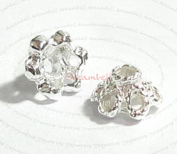 4x STERLING SILVER FLOWER Bead Cap 6mm x 3.5mm
