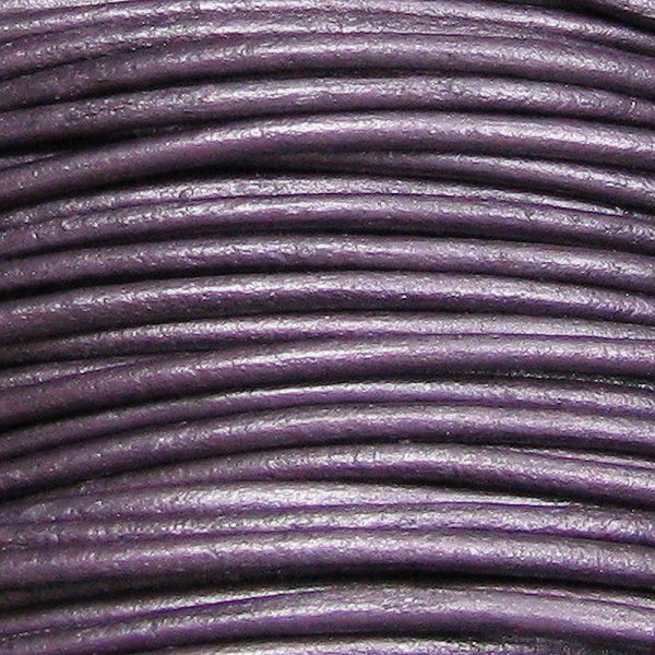 2 YARDS Natural Leather BEAD STRINGING CORD 2mm Metallic Dark Purple (Berry)