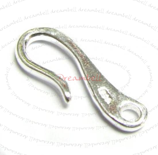 2x STERLING SILVER PLAIN S HOOK CLASP BEAD