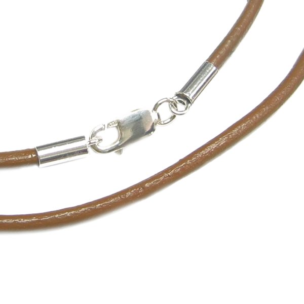 1x Sterling Silver Light Brown leather cord 2mm choker necklace 20"