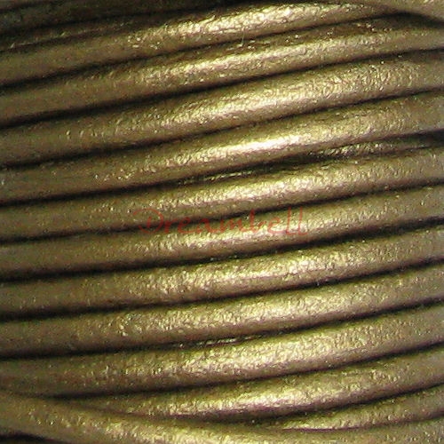 2 YARDS Natural Leather BEAD STRINGING CORD 1mm Metallic Brown (Kansa)