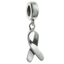 Sterling Silver RIBBON Breast Cancer Dangle Bead for European Charm Bracelets
