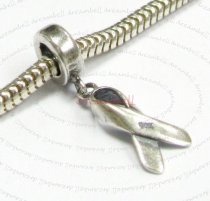 Sterling Silver RIBBON Breast Cancer Dangle Bead for European Charm Bracelets