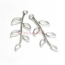 2 x Sterling silver Tree Leaf Pendant dangle Charm