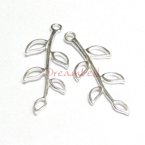 2 x Sterling silver Tree Leaf Pendant dangle Charm