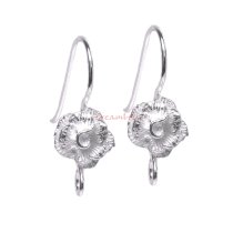 2x Sterling Silver Rose Flower French Hook Earring Ear Wire