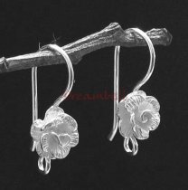 2x Sterling Silver Rose Flower French Hook Earring Ear Wire