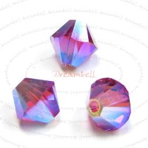 12 Swarovski Elements Xilion Crystal 5328 AB 2x Fuchsia 6mm