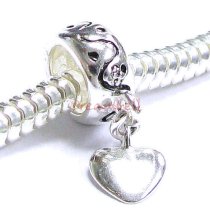 Sterling Silver bead Love HEART Dangle Bead for European Charm Bracelets