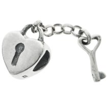 Sterling Silver Love Heart lock with Key Bead for European Charm Bracelets