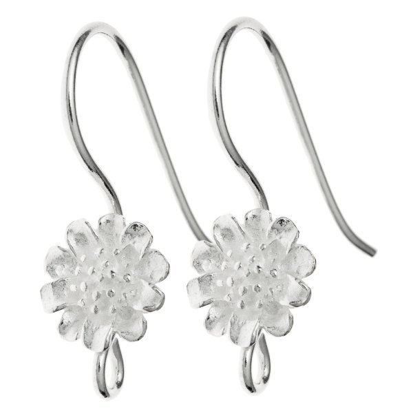 2x Sterling Silver sun Flower French Hook Earring wire