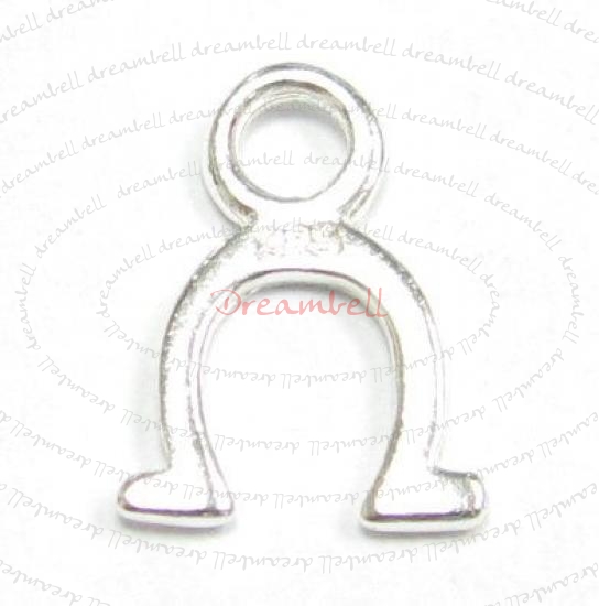 4x STERLING SILVER Greek OMEGA Dangle CHARM Pendant 10mm