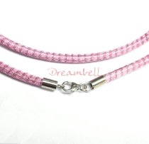 1x Sterling Silver Pink Brass Mesh 3mm choker leather cord necklace 42cm