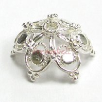 2x STERLING SILVER Snowfflake Filigree FLOWER Bead cap 14.5mm
