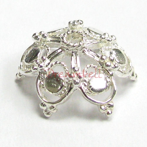 2x STERLING SILVER Snowfflake Filigree FLOWER Bead cap 14.5mm