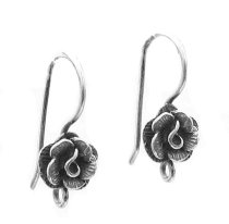 2x Sterling Silver Antique Rose Flower French Hook Earring Ear Wire