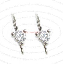 2x Sterling Silver CZ Stone Crystal Ear wire French hook Earwires