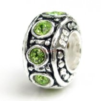 Sterling Silver Peridot CZ Bead for European Charm Bracelet 11mm Birthstone August
