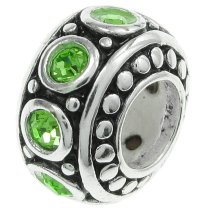 Sterling Silver Peridot CZ Bead for European Charm Bracelet 11mm Birthstone August
