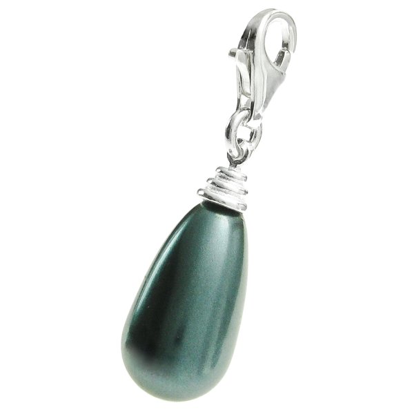 STERLING SILVER Swarovski Tahitian-Look Drops Pearl Pendant Charm Bead for European Style Clip on Charm