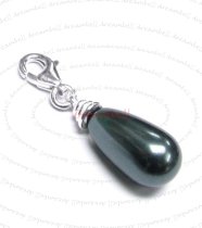 STERLING SILVER Swarovski Tahitian-Look Drops Pearl Pendant Charm Bead for European Style Clip on Charm