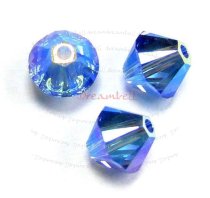 12 Swarovski Elements Xilion Crystal 5328 AB 2x Sapphire 6mm