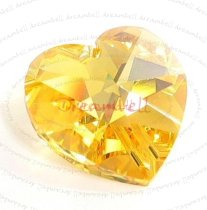 1x Swarovski Crystal 6202 Heart Pendant Light Topaz AB 28mm