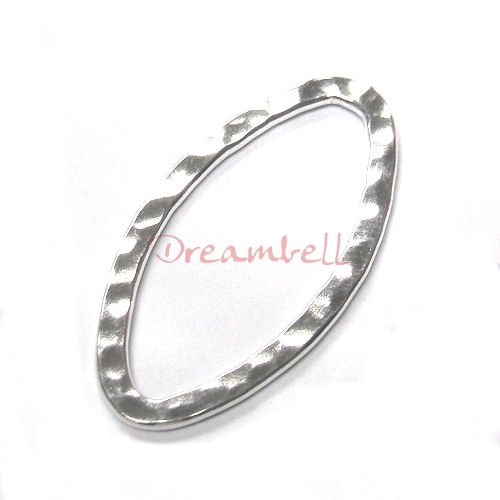 1x Sterling Silver Almond Hammered Link Chandelier Earring Pendant Connector 27mm